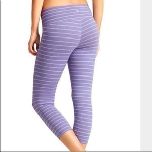 Athleta Purple Chaturanga Striped Capri Leggings
